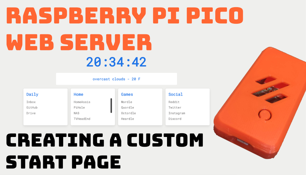 A Pico W running a startpage webserver